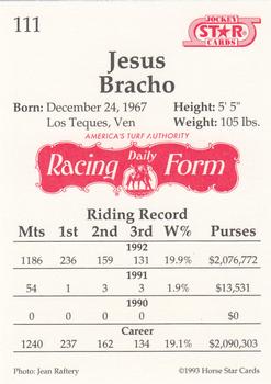 1993 Jockey Star #111 Jesus Bracho Back